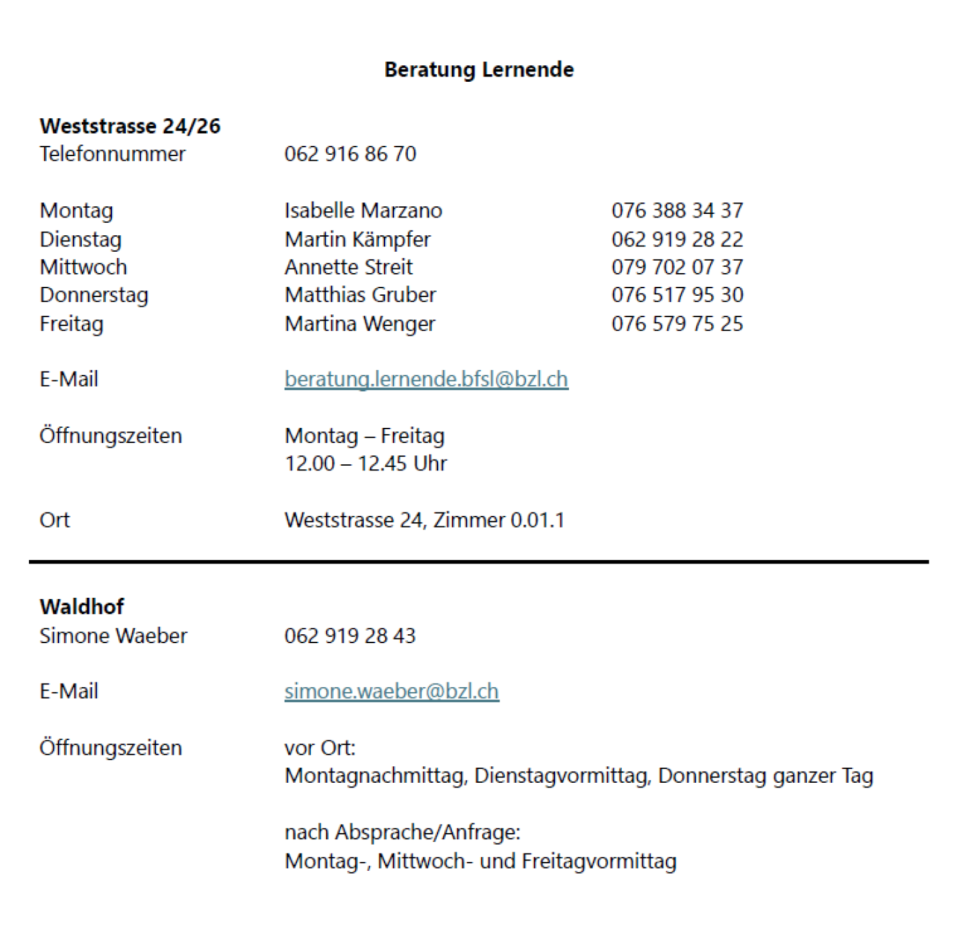 Beratung Lernende