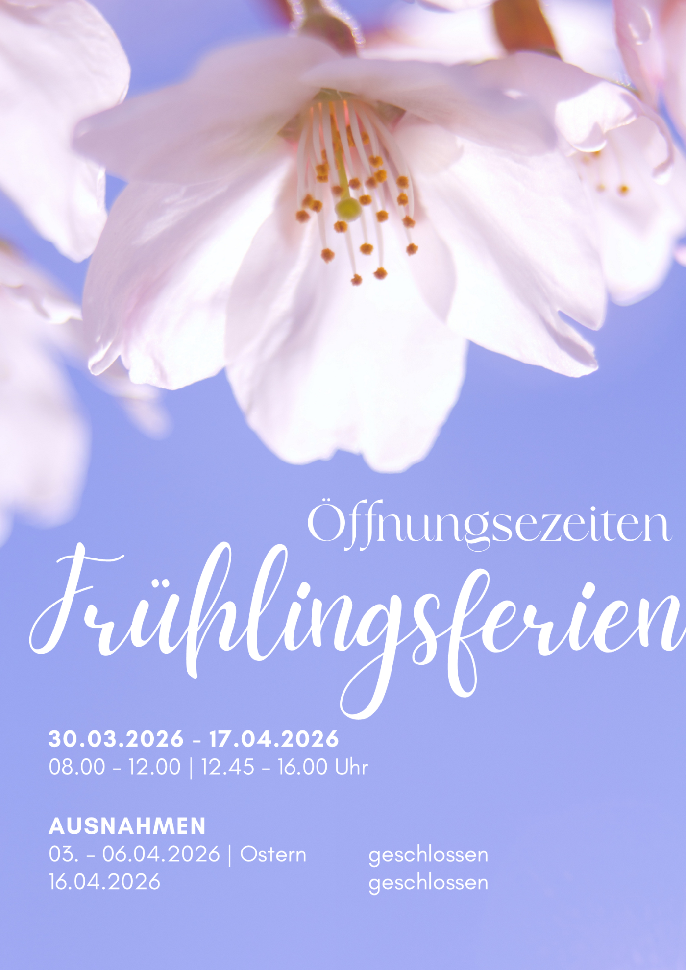 Öffnungszeiten Frühlingsferien